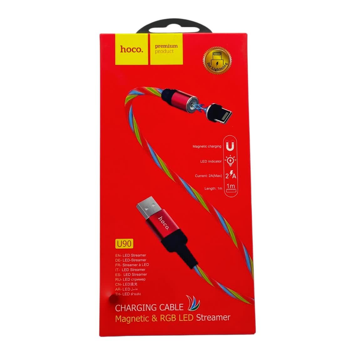 Hoco cable charging U90 Usb_Iphone MagneLedtic Rgb.