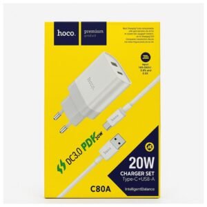 Chargeurs Hoco c80A plus pd20w type C+usbA cable type c to type c